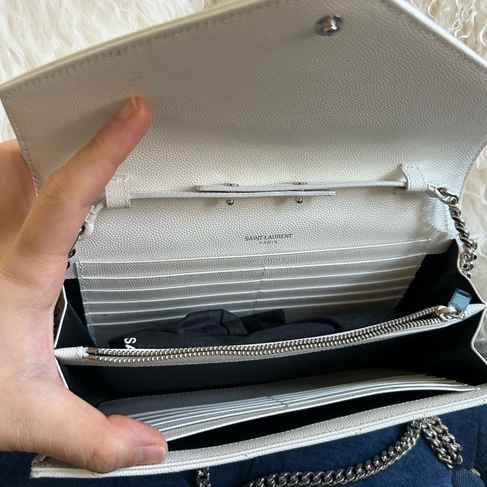 Yves Saint Laurent white wallet on chain with silver hardware - Picture 8 of 8